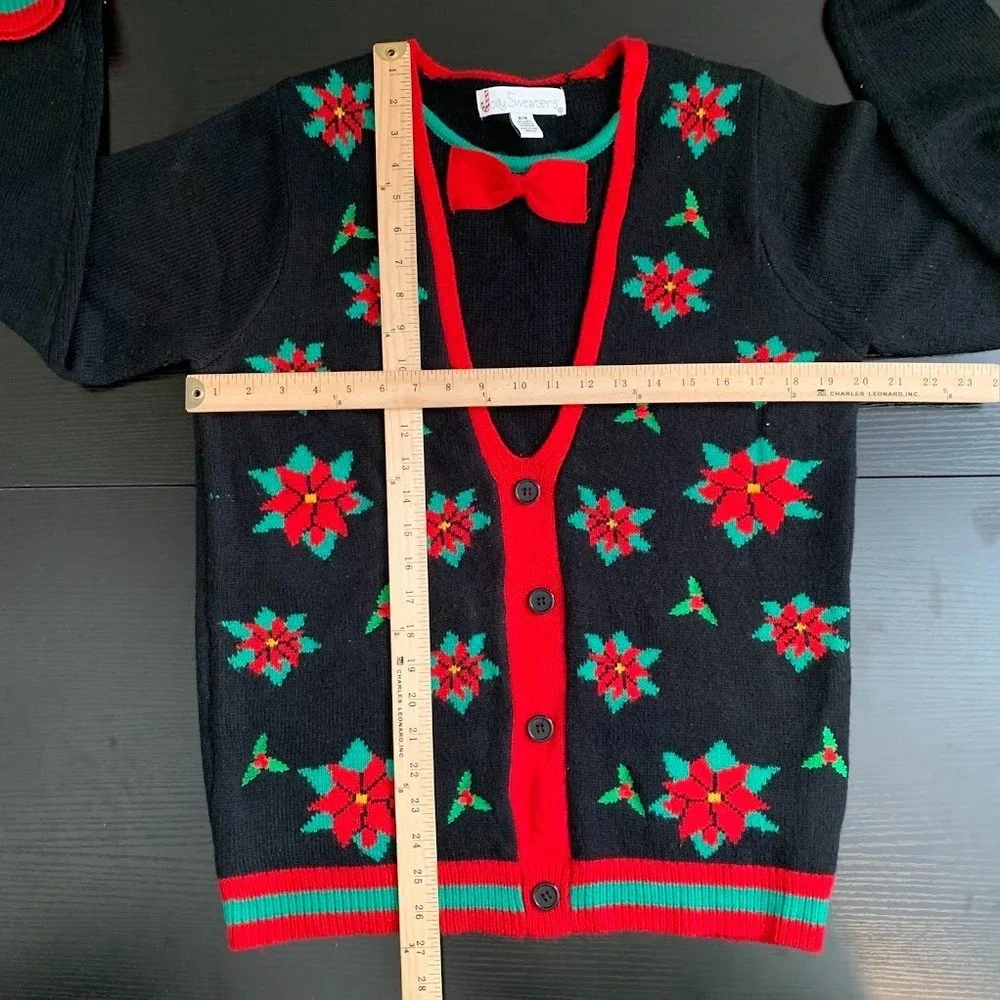 Jolly Sweaters Knit‎ Christmas Sweater Holiday Poinsettia Women's M